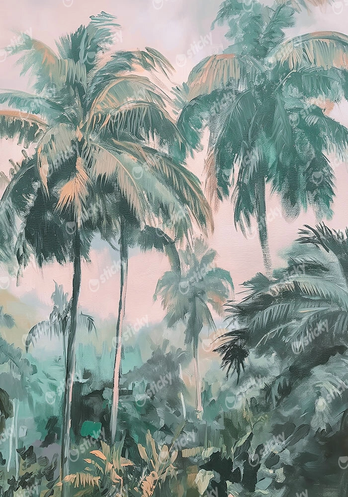 Πίνακας σε Καμβά VINTAGE PASTEL PALM TREES 2