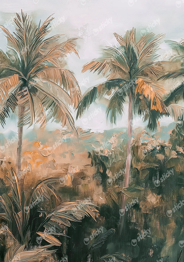 Πίνακας σε Καμβά VINTAGE PASTEL PALM TREES 4