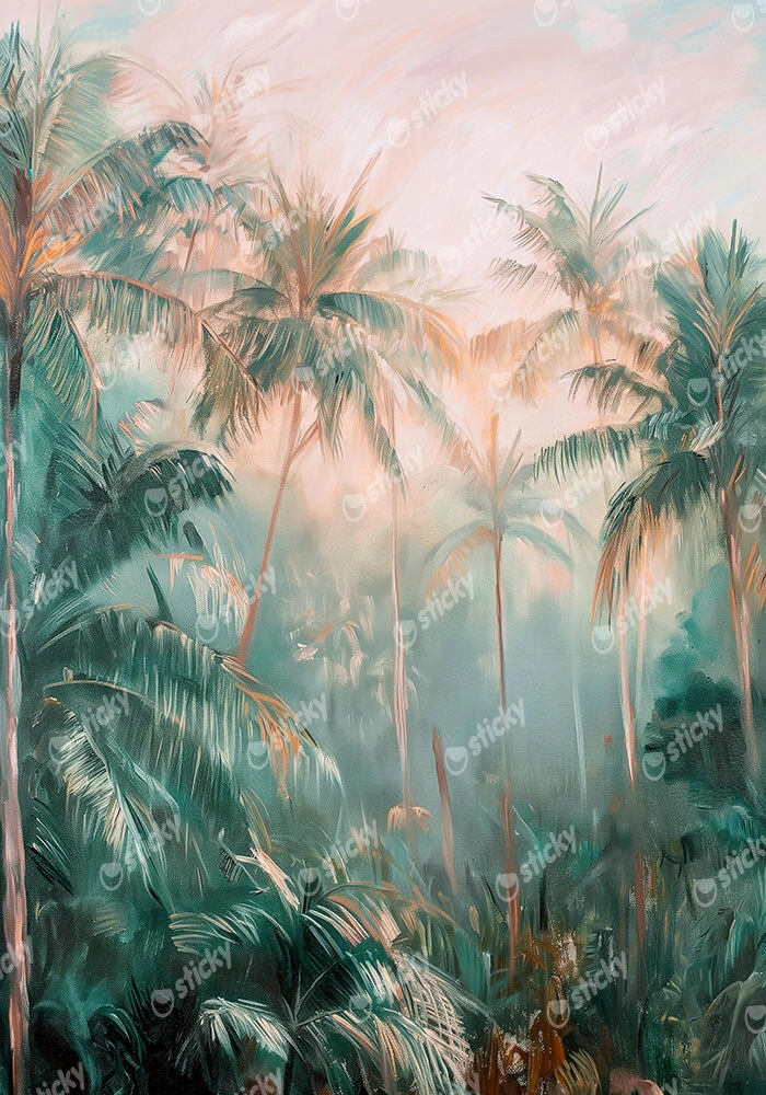 Πίνακας σε Καμβά VINTAGE PASTEL PALM TREES