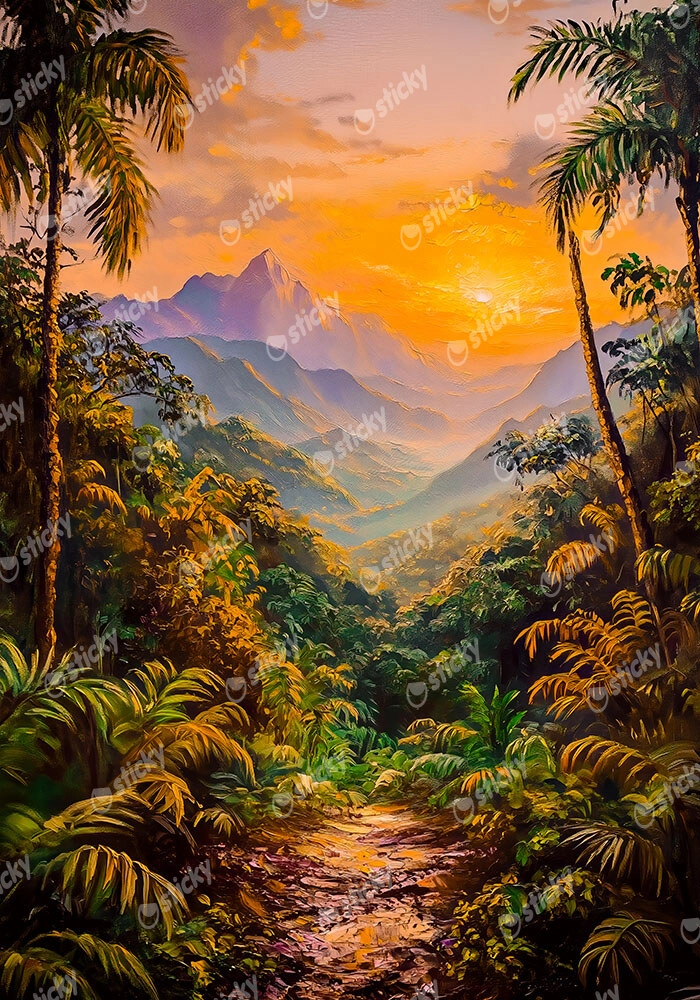 Πίνακας σε Καμβά VINTAGE PASTEL RAINFOREST