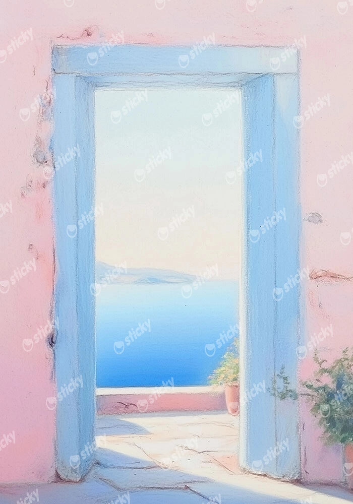 Πίνακας σε Καμβά VINTAGE PASTEL SEA VIEW