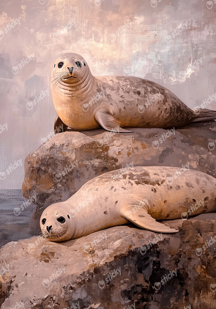 Πίνακας σε Καμβά VINTAGE PASTEL SEALS