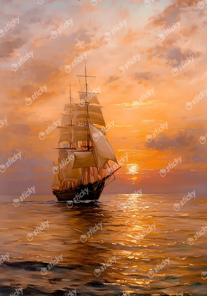 Πίνακας σε Καμβά VINTAGE PASTEL SHIP