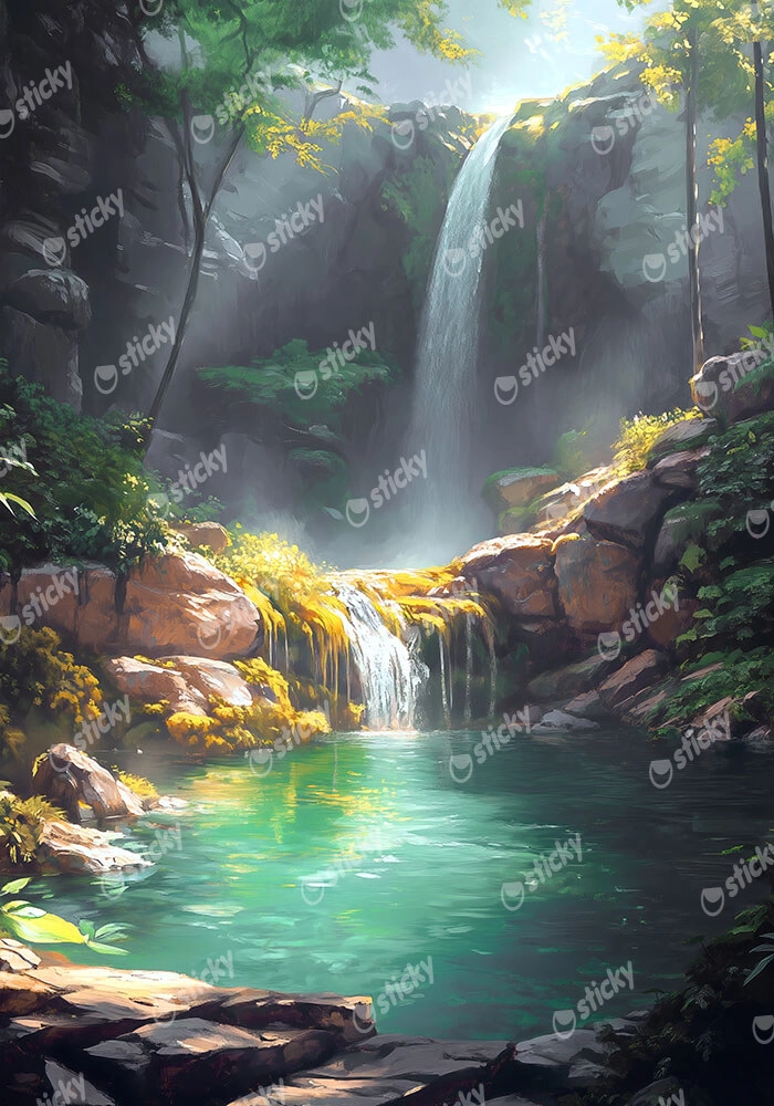 Πίνακας σε Καμβά VINTAGE PASTEL WATERFALL 2
