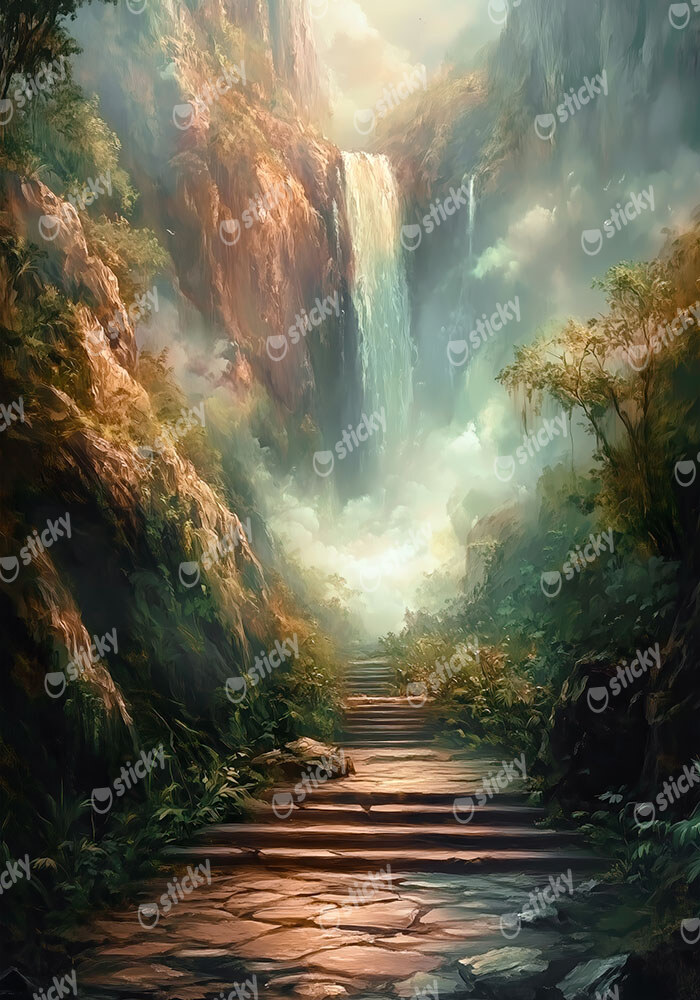 Πίνακας σε Καμβά VINTAGE PASTEL WATERFALL 3