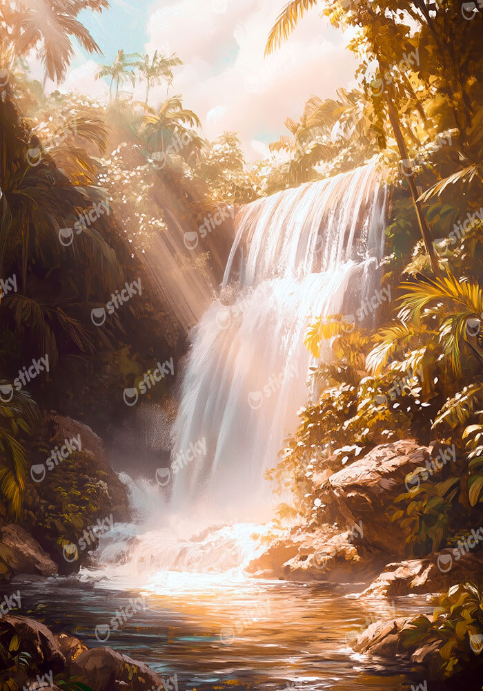 Πίνακας σε Καμβά VINTAGE PASTEL WATERFALL 4