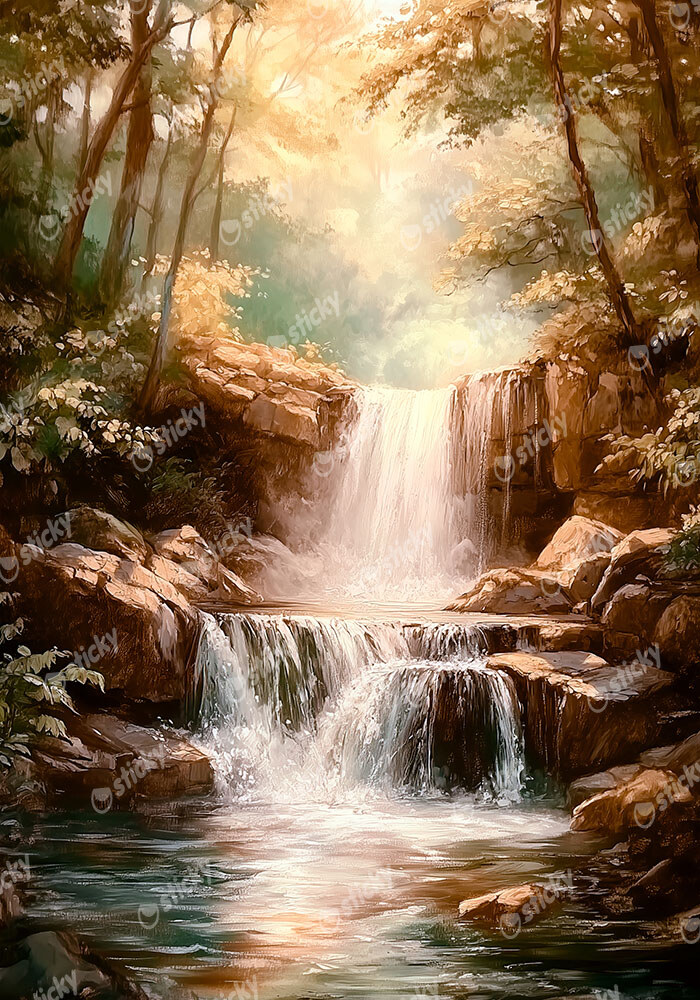 Πίνακας σε Καμβά VINTAGE PASTEL WATERFALL 5