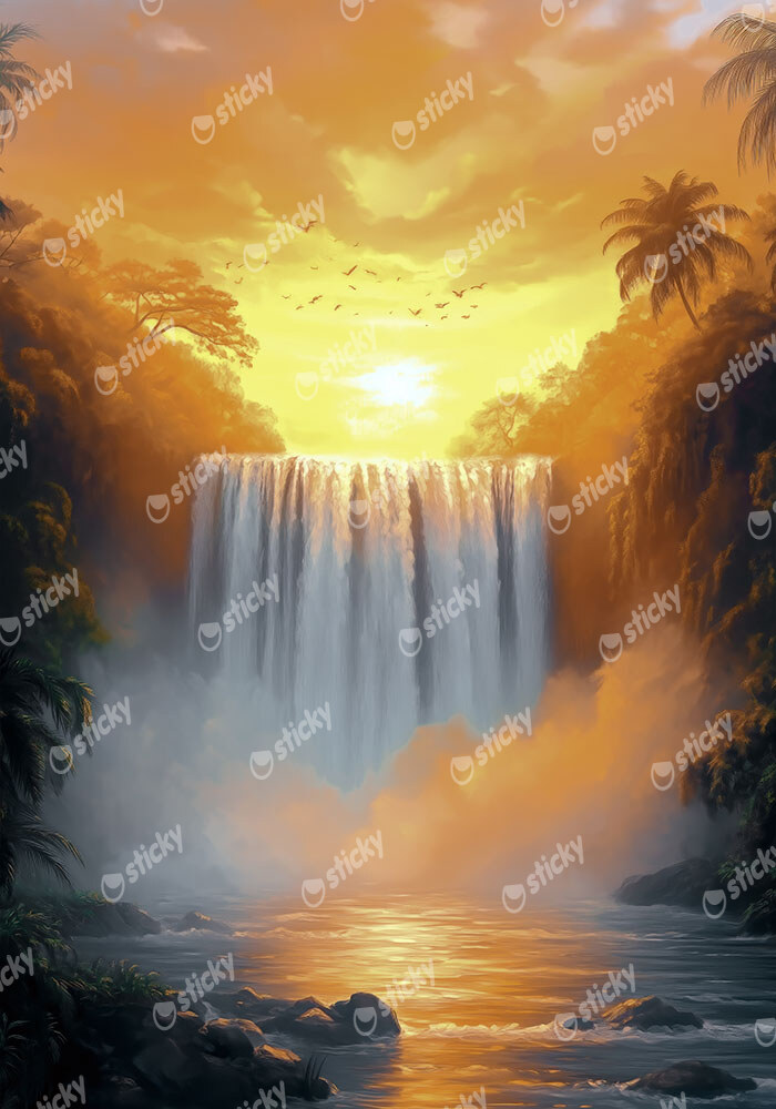 Πίνακας σε Καμβά VINTAGE PASTEL WATERFALL