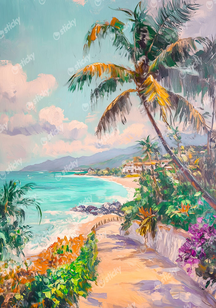 Πίνακας σε Καμβά VINTAGE PASTEL BEACH 3