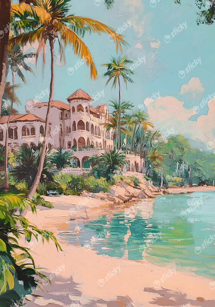 Πίνακας σε Καμβά VINTAGE PASTEL BEACH 4