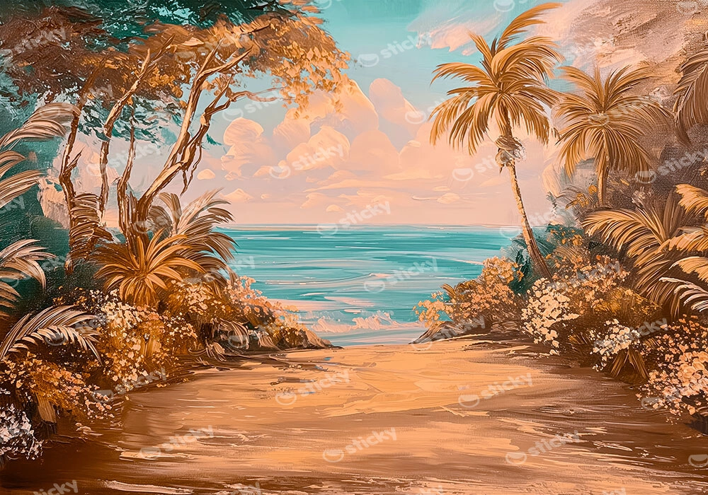 Πίνακας σε Καμβά VINTAGE PASTEL BEACH PATH 5