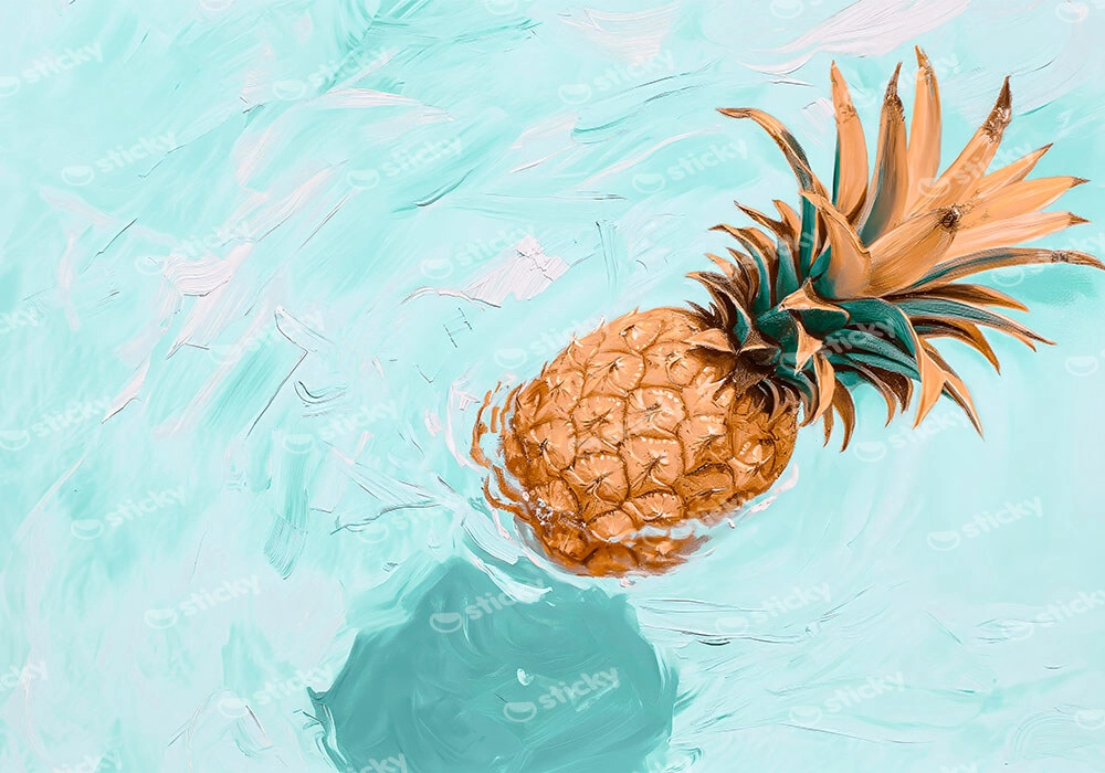 Πίνακας σε Καμβά VINTAGE PASTEL BEACH PINEAPPLE 5
