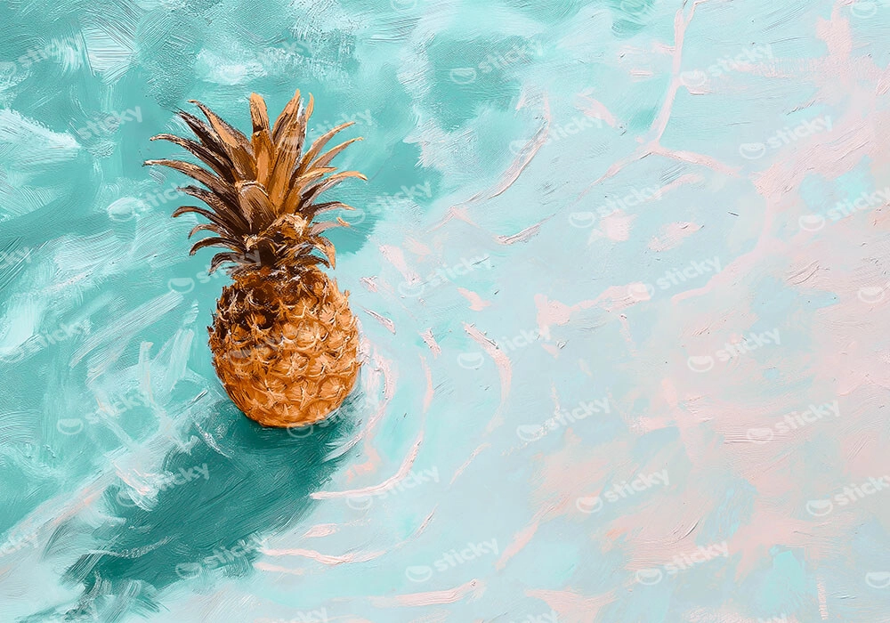 Πίνακας σε Καμβά VINTAGE PASTEL BEACH PINEAPPLE 6