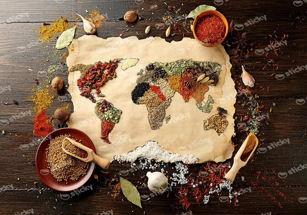 Πινακας σε καμβά SPICES MAP