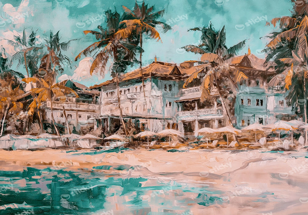 Πίνακας σε Καμβά VINTAGE PASTEL BEACH RESORT 2