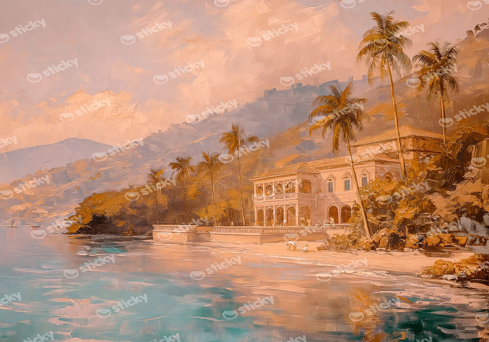 Πίνακας σε Καμβά VINTAGE PASTEL BEACH RESORT 3
