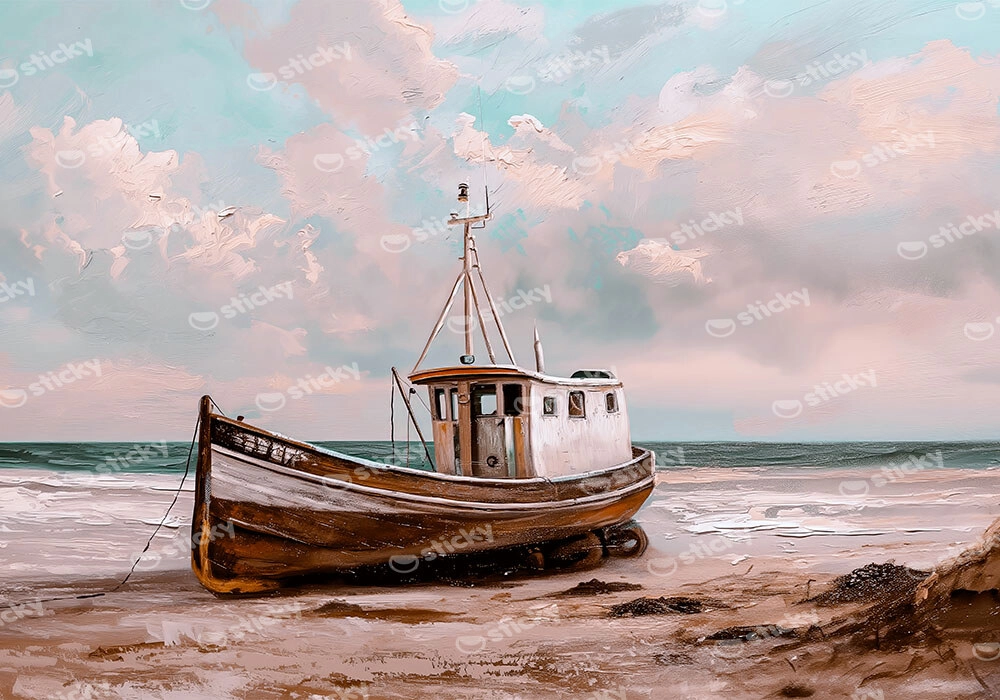 Πίνακας σε Καμβά VINTAGE PASTEL BOAT 11