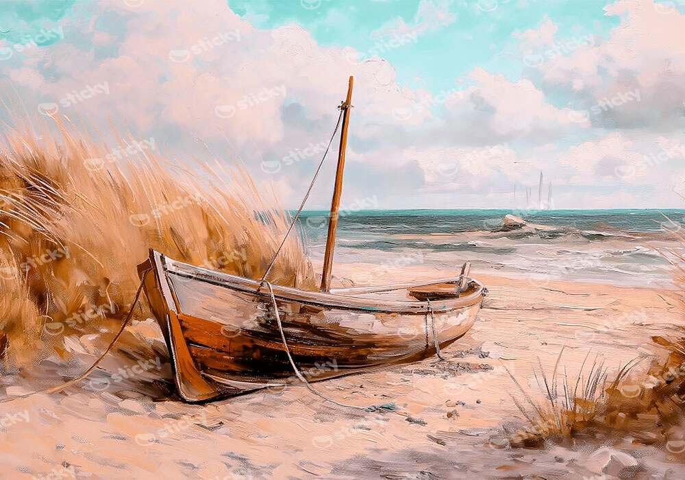 Πίνακας σε Καμβά VINTAGE PASTEL BOAT 13