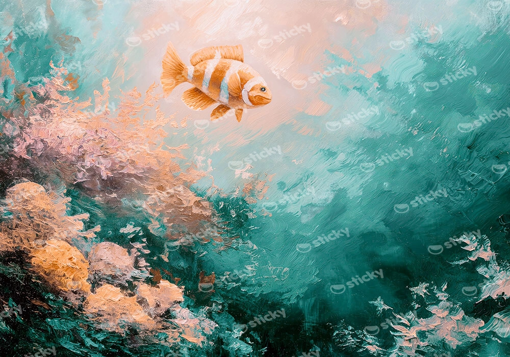 Πίνακας σε Καμβά VINTAGE PASTEL CLOWN FISH 2
