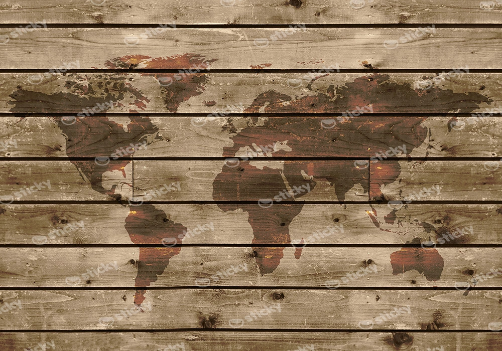Πινακας σε καμβά WOODEN WORLD MAP