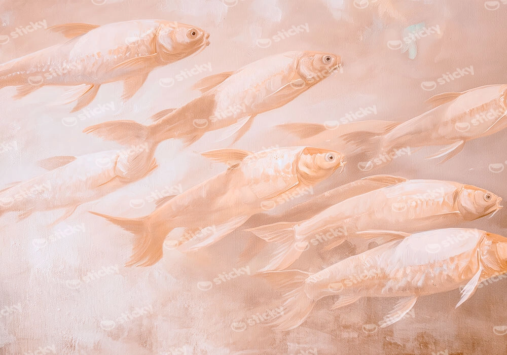 Πίνακας σε Καμβά VINTAGE PASTEL FISH 3