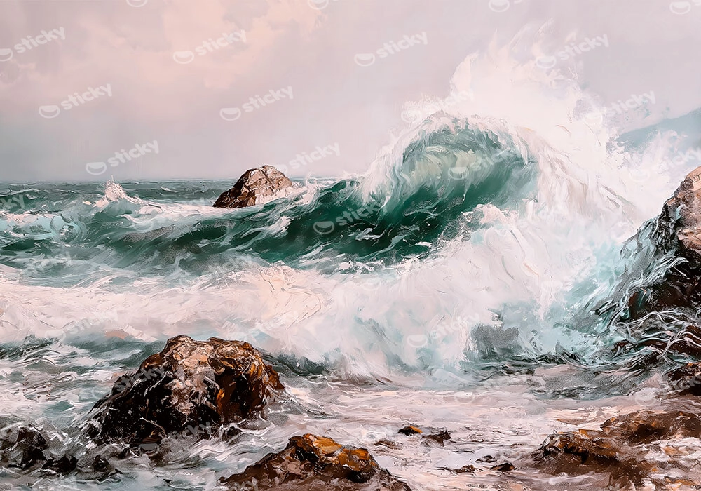 Πίνακας σε Καμβά VINTAGE PASTEL BEACH WAVES 3