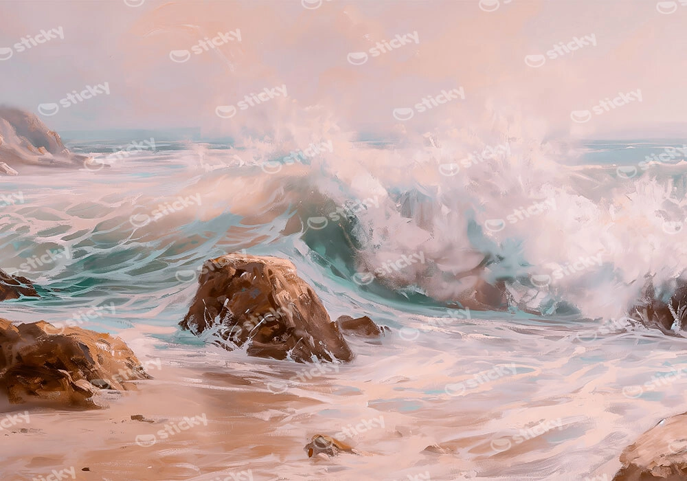 Πίνακας σε Καμβά VINTAGE PASTEL BEACH WAVES 4