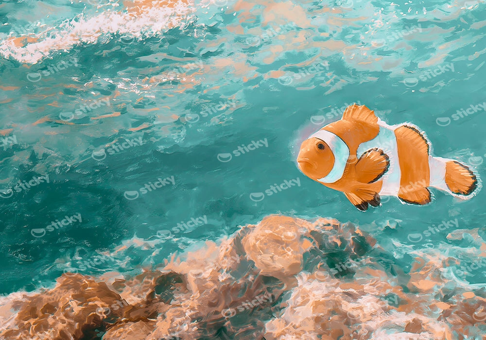 Πίνακας σε Καμβά VINTAGE PASTEL CLOWN FISH 3
