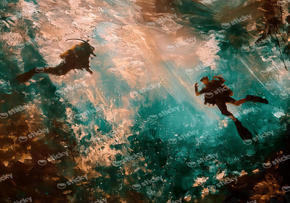 Πίνακας σε Καμβά VINTAGE PASTEL DIVERS 3