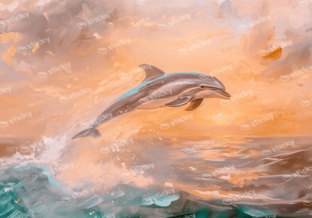 Πίνακας σε Καμβά VINTAGE PASTEL DOLPHIN 2