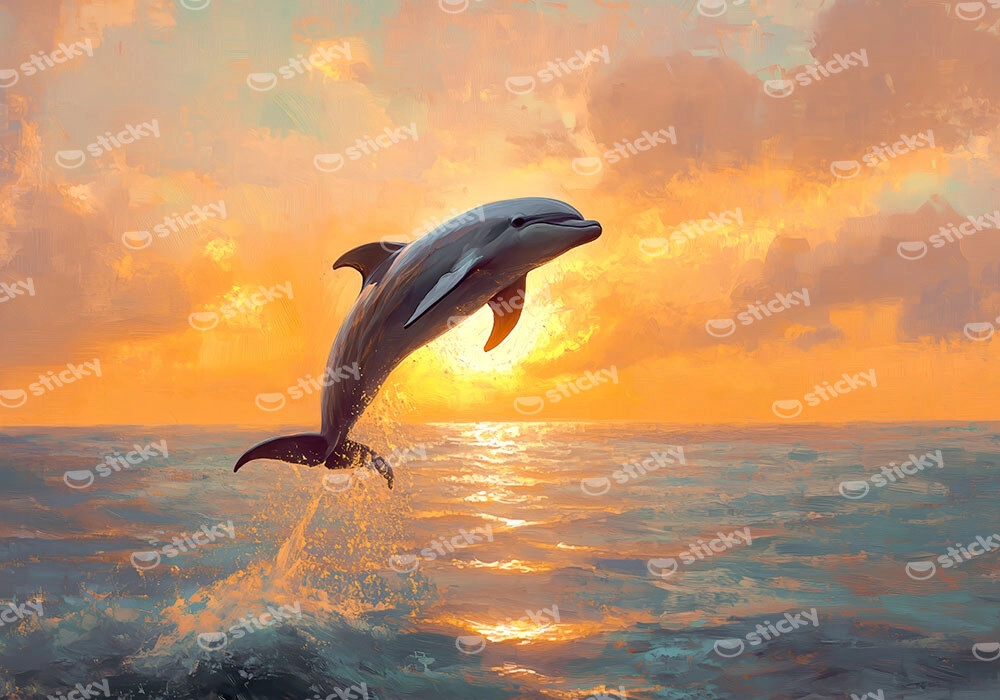 Πίνακας σε Καμβά VINTAGE PASTEL DOLPHIN 3
