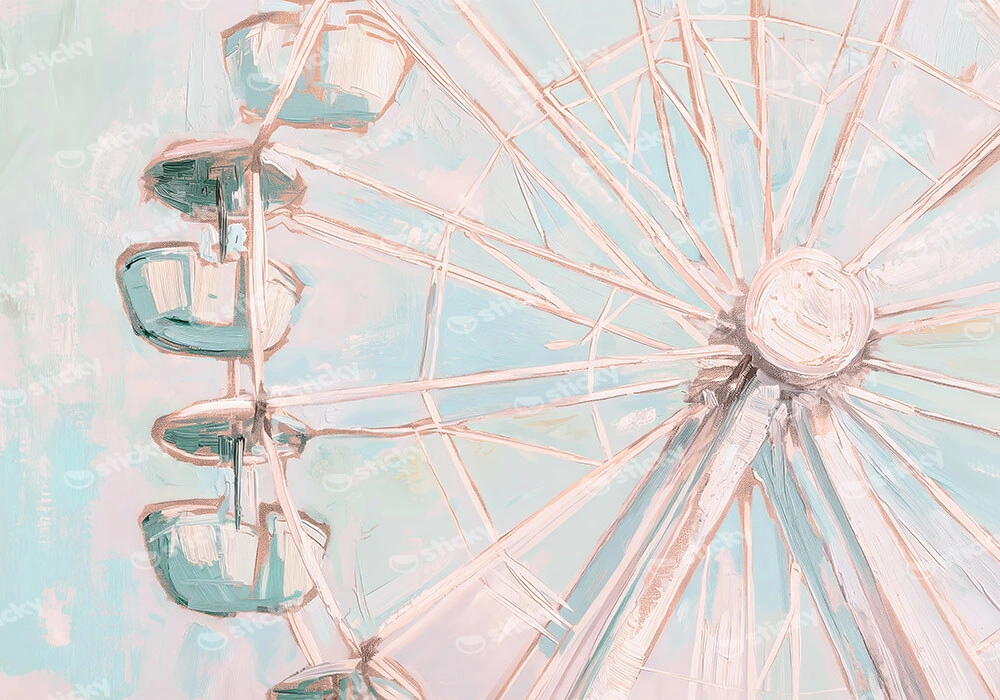 Πίνακας σε Καμβά VINTAGE PASTEL FERRIS WHEEL 4
