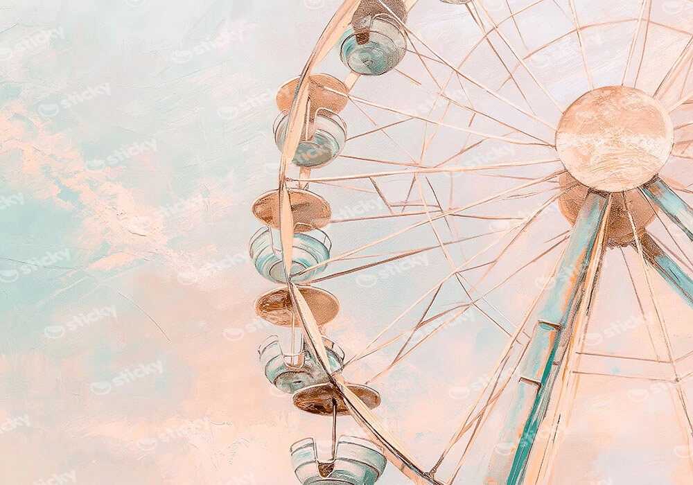 Πίνακας σε Καμβά VINTAGE PASTEL FERRIS WHEEL 5