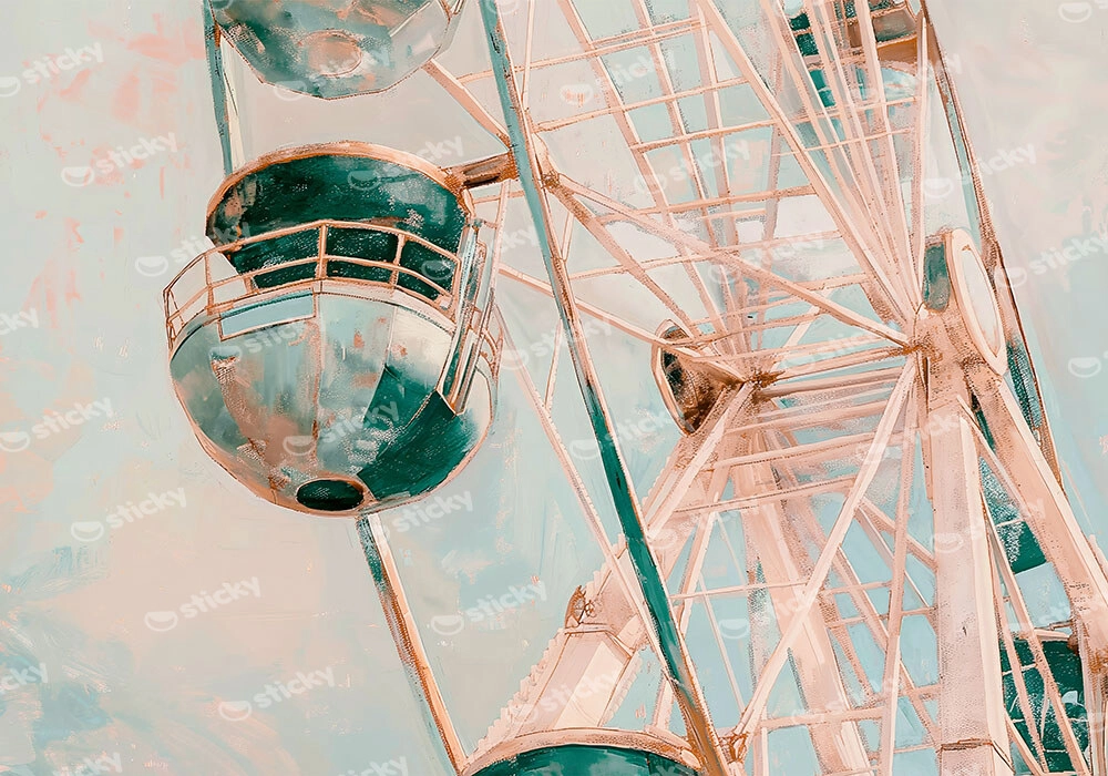 Πίνακας σε Καμβά VINTAGE PASTEL FERRIS WHEEL 6