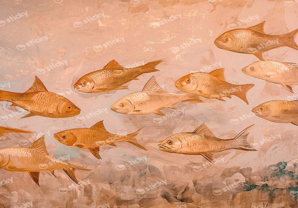Πίνακας σε Καμβά VINTAGE PASTEL FISH 4