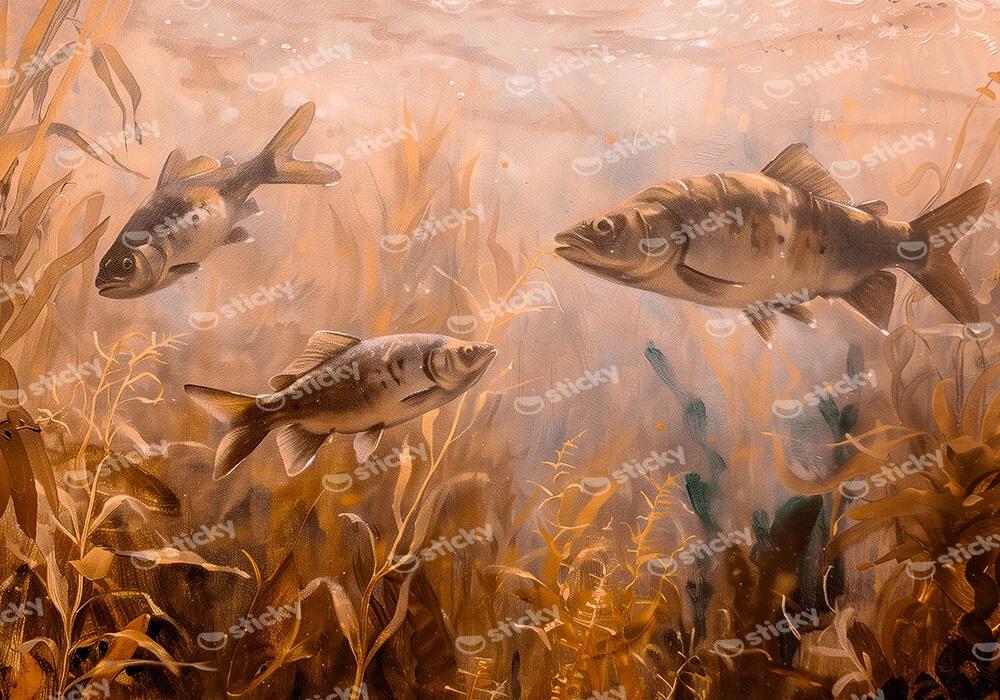 Πίνακας σε Καμβά VINTAGE PASTEL FISH 7