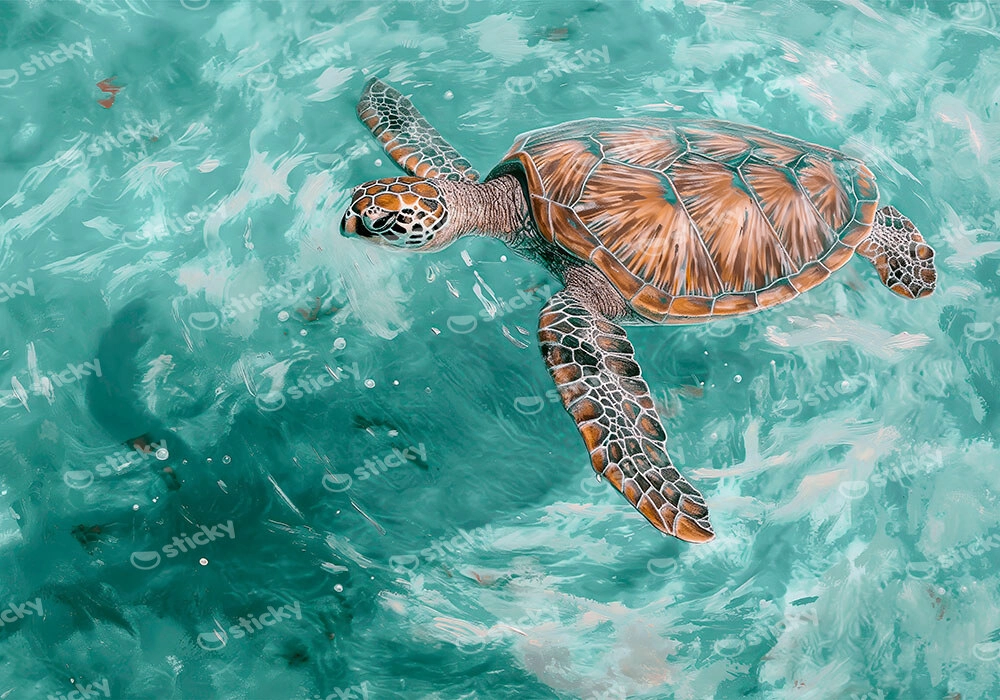 Πίνακας σε Καμβά VINTAGE PASTEL SEA TURTLE 4