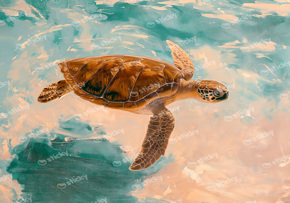 Πίνακας σε Καμβά VINTAGE PASTEL SEA TURTLE 5