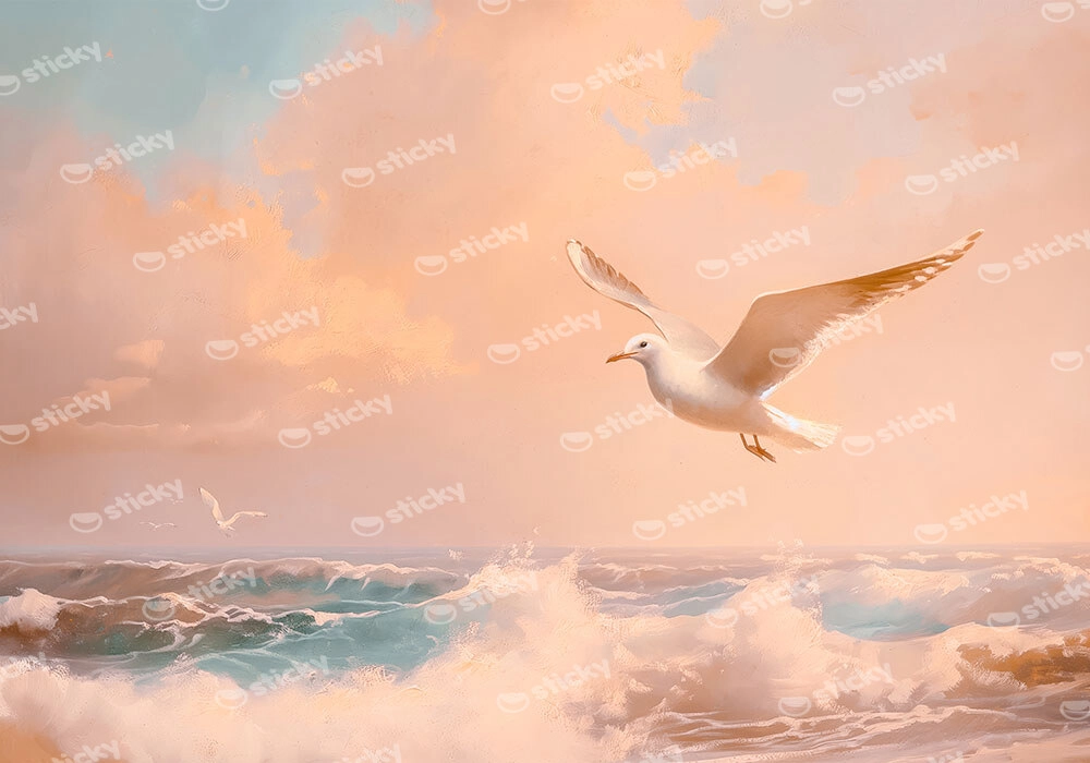 Πίνακας σε Καμβά VINTAGE PASTEL SEAGULL 4