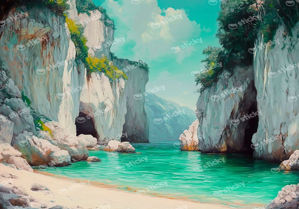 Πίνακας σε Καμβά VINTAGE PASTEL SECRET BEACH 3
