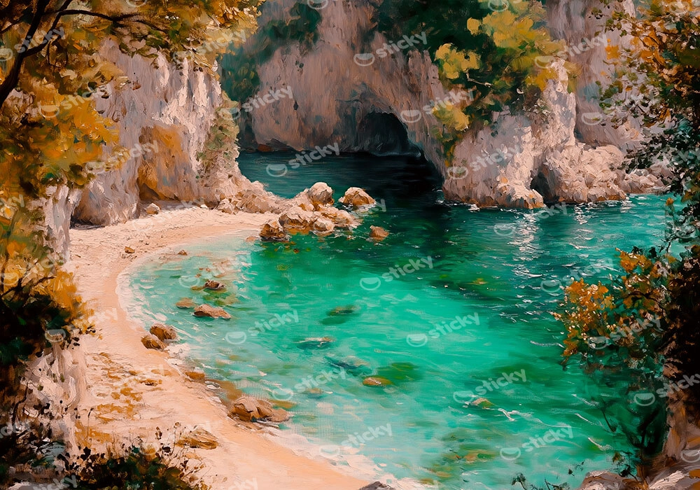 Πίνακας σε Καμβά VINTAGE PASTEL SECRET BEACH
