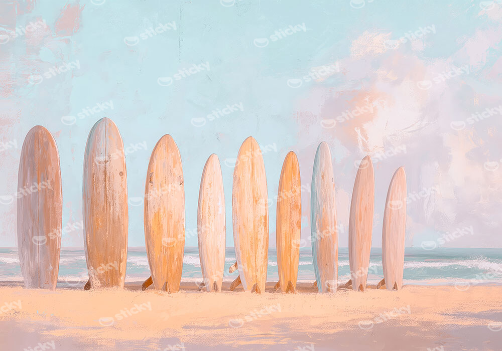 Πίνακας σε Καμβά VINTAGE PASTEL SURF BOARDS 2