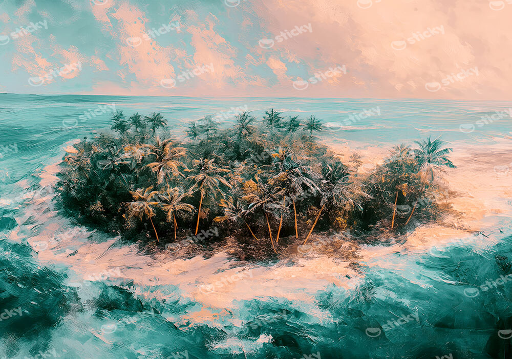 Πίνακας σε Καμβά VINTAGE PASTEL TROPICAL ISLAND