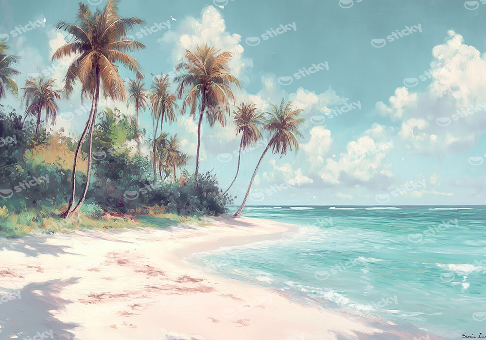 Πίνακας σε Καμβά VINTAGE PASTEL TROPICAL PARADISE 3