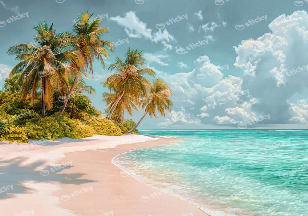 Πίνακας σε Καμβά VINTAGE PASTEL TROPICAL PARADISE 4