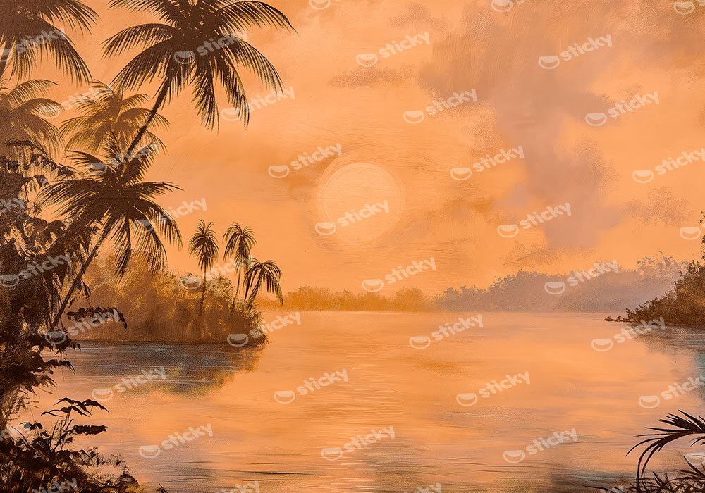 Πίνακας σε Καμβά VINTAGE PASTEL TROPICAL SUNSET