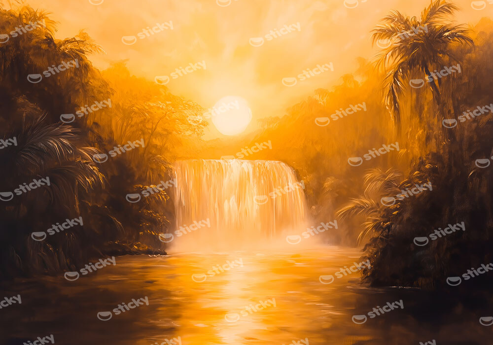 Πίνακας σε Καμβά VINTAGE PASTEL WATERFALL 6