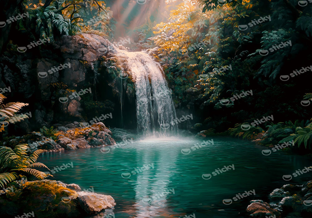 Πίνακας σε Καμβά VINTAGE PASTEL WATERFALL 7