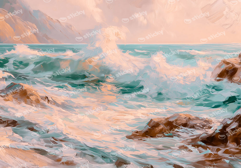 Πίνακας σε Καμβά VINTAGE PASTEL BEACH WAVES 2