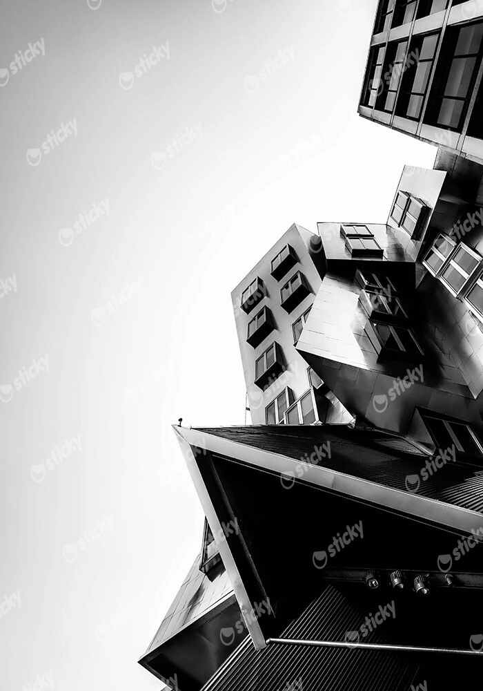Πίνακας σε Καμβά BLACK AND WHITE ARCHITECTURAL ANGULAR BUILDING